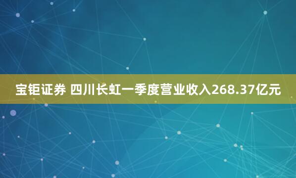 宝钜证券 四川长虹一季度营业收入268.37亿元